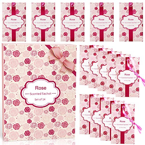 LA BELLEFÉE Duftsäckchen Rosa duftende Sachets Duftkissen Taschen für Schubladen Schränke und Autos, 10g x 14