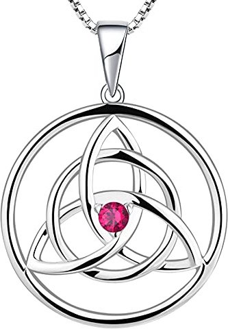YL Kette Keltische 925 Sterling Silber Juli Geburtsstein Tiefer Rubin Irische Knoten Anhänger Halskette für Damen