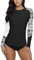 BesserBay Damen UV Shirt Damen Langarm Bademode Rash Guard Tankini UPF 50+ Schwarz Gr.- 38 EU/Medium