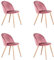 GrandCA HOME 4er-Set Samt-Esszimmerstühle, Küchenstühle mit Weichem Samt-Sitzkissen, Gepolsterte Seitliche Esszimmerstühle für das Wohnzimmer,Rosa