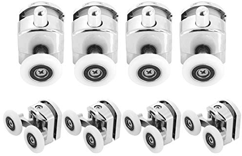 STARVAST - Set di 8 ruote per porta doccia, in lega di zinco, per porta scorrevole, doccia, 25 mm (4 superiori e 4 inferiori)