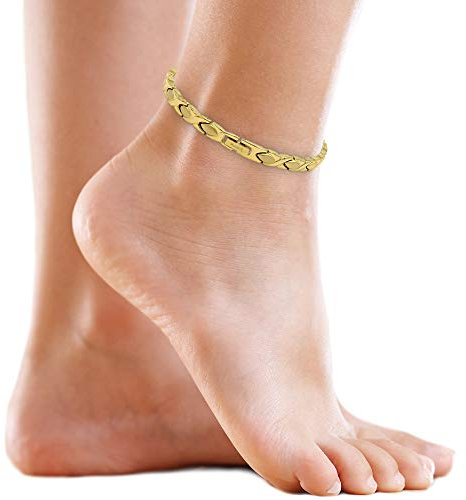 MagnetRX® Ultrastarke Magnet Fusskette für Damen - Magnetische Fußkette - Frauen Titan Magnetfusskettchen (Gold)