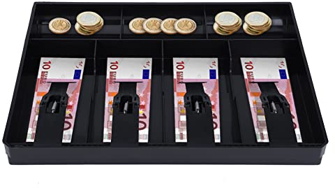 Plateau de Caisse, Caisse à Quatre Grilles Tiroir-Caisse Enregistreuse Plateau D'insertion 4 Compatiments Billets Petite Caisse Boîte de Rangement Pour Supermarché Magasins Centre