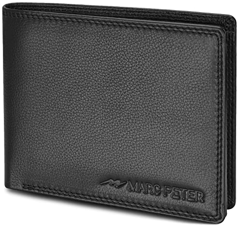 Marc Peter® Bremen Schwarz Nappa Herren Leder Geldbörse mit RFID-Schutz | Echtleder Geldbeutel Portemonnaie | groß Herrenbörse | Brieftasche