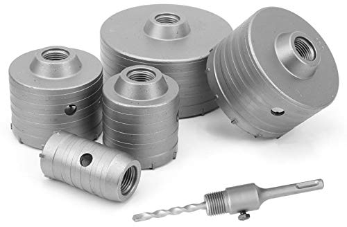 Scie Cloche à Béton jeu 40 65 80 100 125mm, Scie Cloche Béton Trépan Béton Cloche pour Béton Scie à Cloche pour percer des murs en ciment des murs en béton des briques