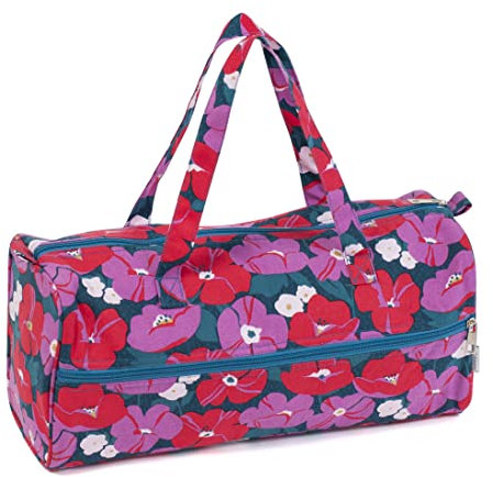 Hobby Gift Knitting Bag - Large Yarn Holder Wool Storage Bag - Zipper Compartment for Up to 40cm Knitting Needles, Crochet Hooks and Accessories - 16.5 x 45 x 19.5cm - Modern Floral