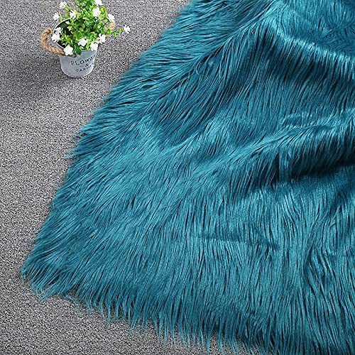 LPLND Qualität Kunstpelzstoff Langhaarplüsch Plüschstoff 170 * 50cm Haarlänge 7-10cm Flauschiger Stoff Windschutz Fell Stoffe Für Kleidungsdekoration, Nähhandwerk (Color:Blau)