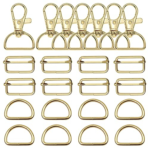 Pamtns 36 Pezzi Metallo Keychain Bulk 32mm Fibbie Metallo Moschettoni per Borse Gancio a Molla Girevoli Anello D Scorrevole Fibbia per Borsa Accessori Borse Fai da Te per DIY Borsa Accessori Oro