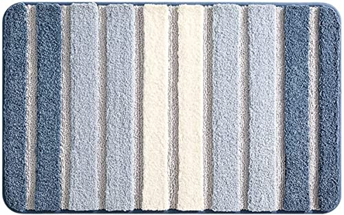 BERTY·PUYI Badematterutschfest Saugfähiger Badezimmerteppichsuperweich Wasserabsorbierend Mikrofaser Maschinenwaschbar, Für Badezimmer Küche Zuhause Schlafzimmer-Blau||40x60cm