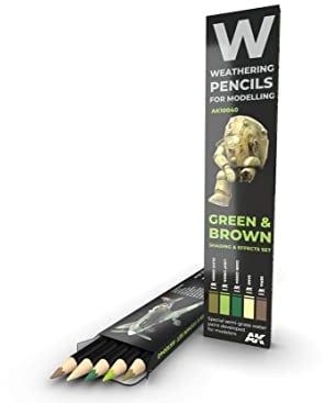 AK AK10040 Watercolor Pencil SET GREEN AND BROWN CAMOUFLAGES (5 colors)