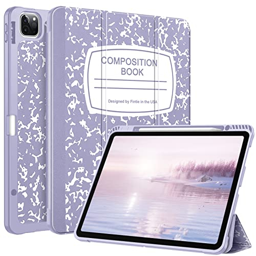 Fintie Hülle für iPad Pro 12.9 Zoll (32.8 cm) 5. Generation 2021, [Eingebauter Stifthalter] Schlanke, weiche TPU-Hülle mit automatischer Wake/Sleep, Kompositionsbuch, Lila