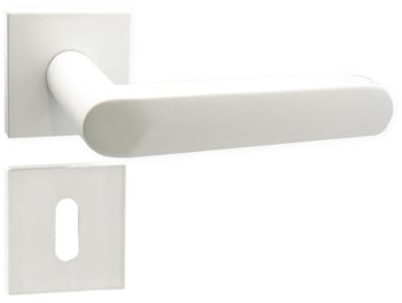 Domino Denver-QR SLIM WHITE - Maniglia per porta della stanza, ufficio, cantina e interna, accessori per porte in alluminio, colore bianco