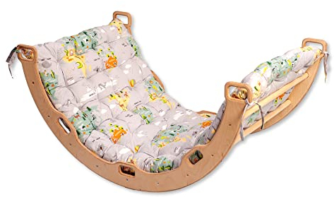 Kidodido Kletterbogen –Montessori – Bogen mit Kissen | Wippe für Drinnen | Bogenwippe für Kinder | Unisex Drinnen und Draußen Kleinkind Kletter Bogen (Groß Kletterbogen mit Reise Kissen)