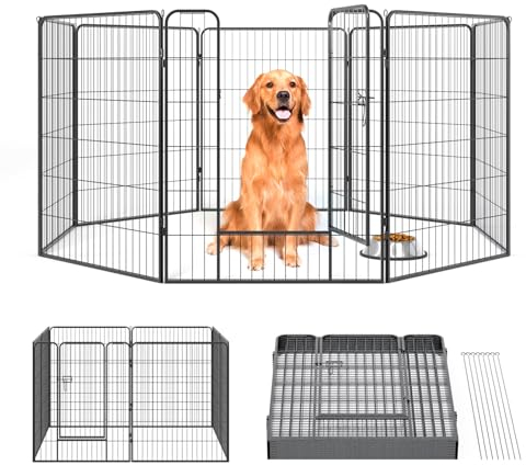 QianRuiDa Welpengitter Hundezaun Outdoor Mobiler Hundezaun Metall Welpenlaufstall 100cm hoch (8 Pieces)