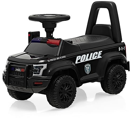 DREAMADE Rutschauto mit Lichter, Musik und Sirene, Rutscher für Kinder 18-36 Monate, Rutscherfahrzeug mit Kippkübel & Abnehmbarer Schaufel (Polizeiauto)
