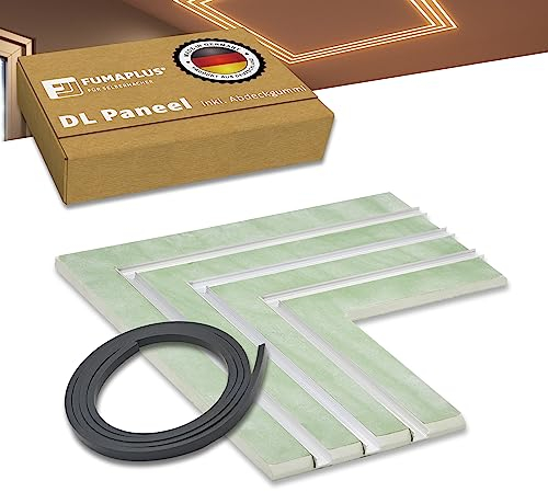 fumaplus® LED-Trockenbauprofil für Direktes Licht, Eckpaneel 3-läufig, 1-läufige Aluminiumschiene, Gipspaneel für individuelle Beleuchtung, integrierte Aluminiumschiene für LED-Stripe…