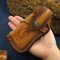 Omesio Messerscheide für Gürtel, Leder Snap Taschenmesser Scheide, 4～5 Everyday Carry große Messerhalter für Gürtel, EDC braun Lederscheide für Klappmesser