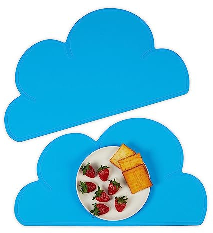 Relaxdays Platzdeckchen Kinder, 2er Set, Wolke, rutschfest, abwaschbar, Tischset Baby, B x T: 47,5 x 26,5 cm, Farbwahl