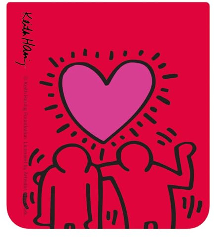 Samsung Galaxy Offizielle Keith Harring 'Heart' Inhaltskarte für Z Flip5 FlipSuit Hülle, Dunkelrot