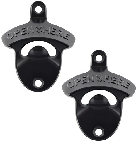 HAIICEN Black Beer Bottle Cap Opener Wall Mounted, Stainless Cooler Mounted Soda Top Opener Gifts for Bar Man Cave (2 PCS)