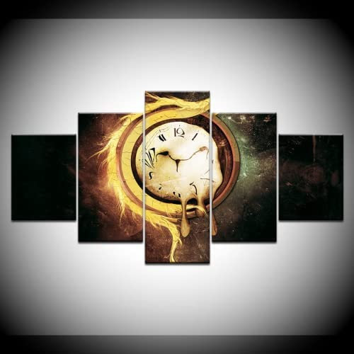 Bild Auf Leinwand - Leinwandbild - Vintage Uhr Schmelzende Uhr - Wand Bild - Wanddeko - Leinwanddruck - Bilder - Kunstdruck - Leinwand Bilder - Wandkunst (Mit Rahmen 200 X 100 Cm) Für Wohnzi -6A1G+W9