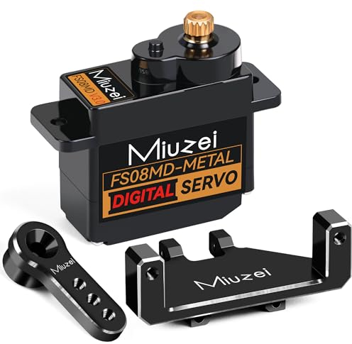 Miuzei RC Micro Servo Motor:12g Metal Kupfer Gear Digital Servomotor für SCX24 AX24 Car 1/24 Boot Roboter Arm 6V Standart 180° Servo Mini Lenkservo Modellbau mit Horn Halterung Schwarz 1 Pcs