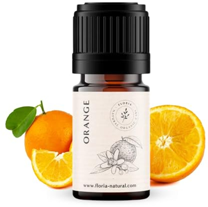 Bio Orangenöl ätherisch 5ml – 100% naturrein, kaltgepresst aus echten Orangen – Aroma- und Duftöl für Aromatherapie – Hochwertiges ätherisches Orangenöl Bio by FLORIA NATURAL
