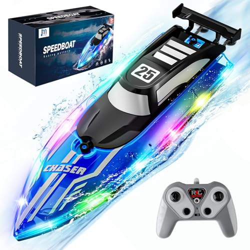 JOI MEW Remote Control Boat for Kids, RC Boat for Pool & Lake, LED Lights