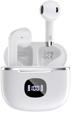 Maplin Wireless Earbuds Bluetooth 5.3, In-Ear, USB-C Charging, LED Display, Built-In Microphone for Music, Calls & Work, Compatible with iOS/Android Devices