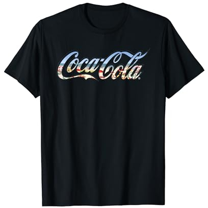Coca-Cola Logo Beach T-Shirt Noir Unisex Adulte S Classique Manche Courte Col Rond T-Shirt Plage Été