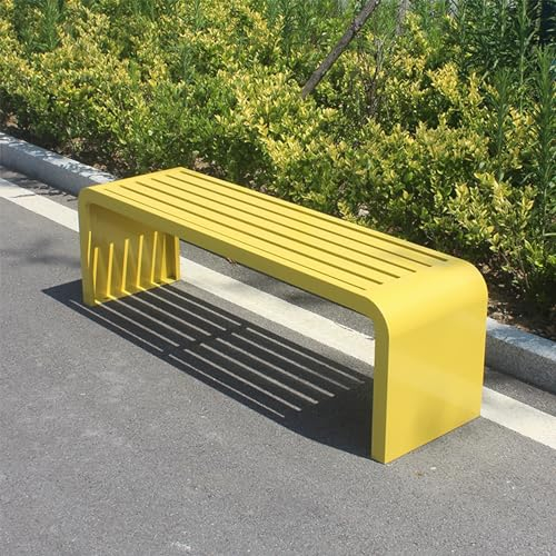 GAMAK Gartenbank Metall Wetterfest, 3sitzer, Parkbank Eisen Bank Blumenbank Gartenbank Metall Gartenmöbel für Garten Park Balkon (Gelb, 120cm)