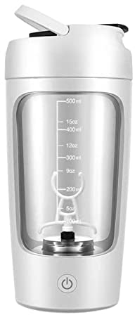 Adoorniequea Shaker de protéines électrique portable pour lait, milkshakes, café, blanc, 20 x 9,2 x 9,2 cm