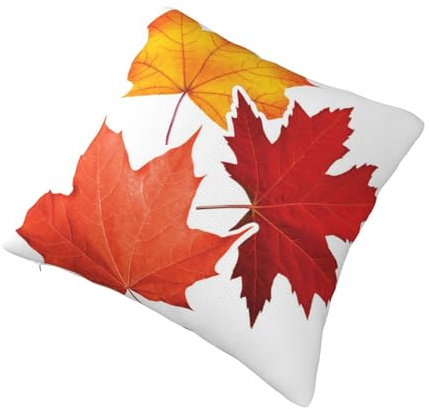 AUBKFELD Kissenbezug mit Herbstblatt-Motiv, quadratisch, Plüsch-Kissenbezüge, für Sofa, Bett, Couch, Zuhause, Büro, Auto, 30 x 30 cm, 1 Stück