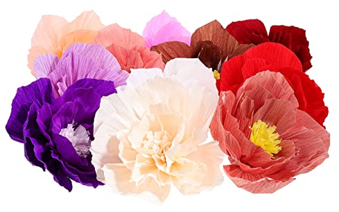 Blumenwand, Wanddekoration, Hochzeitsornamente, 11 Stück, Krepppapier, Papierhandwerk, Blumen, handgefertigte Papierblumen, Krepppapier, Pfingstrosen, Kreppblumen, Dekorationen, Seidenpapier, Pompons,