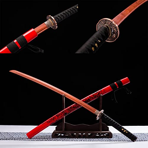 LQSMX sword 103cm Holz Katana mit Scheide/hölzernes Samurai-Schwert/Holz Katana,Sammlungen, Geschenke, Halloween, Rollenspiele, Kampfsportübungen