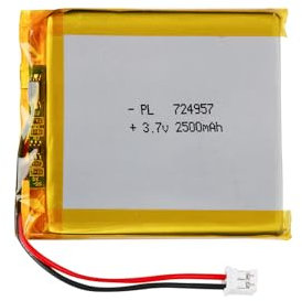 Batterie Lipo 3,7 V, 2500 mAh 724957 lithium-polymère avec connexion 2P-PH avec pas de 2,0 mm