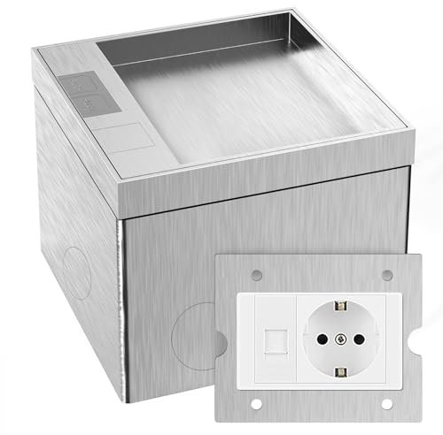 CHENGPI Bodensteckdose Innen,Bodensteckdose mit Stecker AC 250V/16A/ HDMI,Versenkte Steckdose Wasserdichte Edelstahl,Verdeckte Einbausteckdose für Zuhause,Büros/Marmorbodendübel