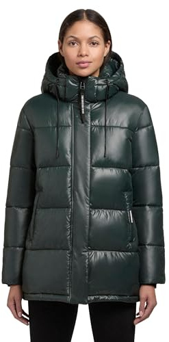 khujo Damen Winter Steppjacke aus glänzendem Obermaterial mit Kapuze Word3 Satin-YM Hydro Green Gr. L