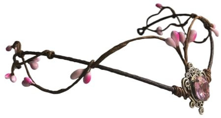 LXHZSY Elfenkrone Elfenzweige Tiara Elfen Kopfschmuck Feenkrone Reif Mondstein mit rosa Edelstein for Feenkostüm Frauen Diadem