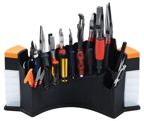 TMZDCJK Tool Organiser, One-piece Screwdriver and Pliers Holder,Storage Rack with Screw sorting box,Essential Workshop Workbench Storage（Bilateral）