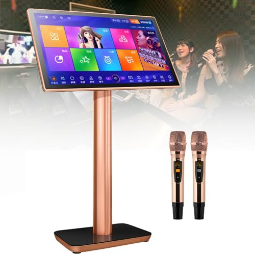Máquina de karaoke inteligente, pantalla táctil de 19,5 pulgadas con visualización de letras, máquina de karaoke todo en uno con micrófono inalámbrico, equipo de karaoke,Black-3TB
