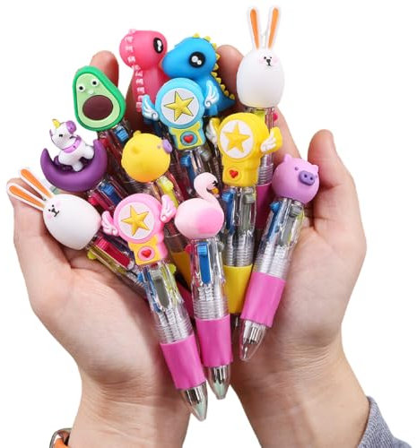 XIWJLWO Tier-Kugelschreiber Kinder 10 Stück, Bunte 4-Farb-Multicolor-Stifte, Mini-Stifte für Schule & Mitgebsel Kindergeburtstag, Lustige Vierfarbstifte für Kinder & Schreibbedarf