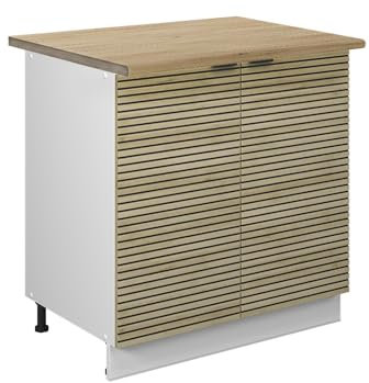 Vicco Armario bajo para Fregadero Fame-Line, Panel de Roble, 80 cm con Estante, ET Roble