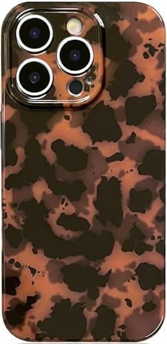 Efitoo for iPhone 16 Pro Case Tortoise Shell Cheetah Leopard Animal Print Pattern Cute Flexible Soft TPU Silicone Girls Woman Protective Shockproof Brown and Black Amber Phone Back Cover