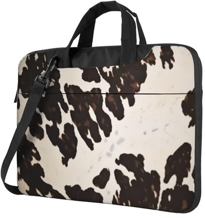 Sacoche pour ordinateur portable en cuir de vache marron pour homme et femme, sacoche élégante pour ordinateur portable de 13, 14, 15,6, Motifs 3D, Laptop Bag