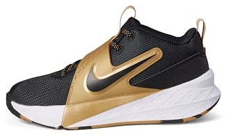 Nike Big Kid's Team Hustle D Basketball Shoes, Black/Black-Metallic Gold-White, 7Y
