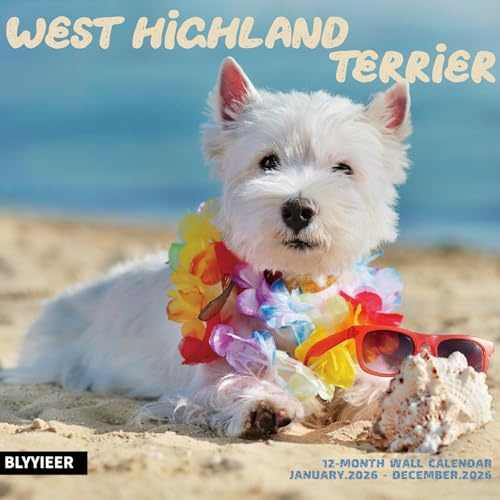 Wandkalender 2025–2026, West Highland Terrier, Wandkalender, 30,5 x 61 cm, offen, Familienplaner, Kalender mit Bildern von West Highland Terrier, für Hundeliebhaber