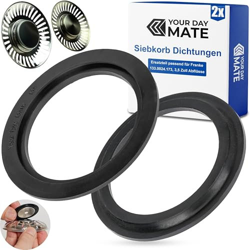 Junta de recambio para cesto colador, 2 piezas, compatible con FRANKE 133.0024.173, para grifería de desagüe de 3,5 con cesto colador art. Nº 900769020, 133.0005.684, 900769021, 133.0005.685