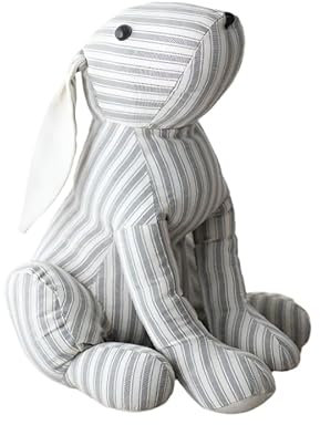 Grey Striped Rabbit Door Stop, 32cm