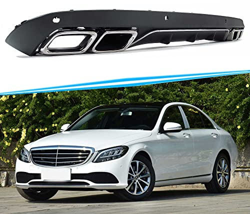 Heckdiffusor Diffusor + Chrom Auspuffblenden Auspuff für Mercedes-Benz C-Klasse W205 Limousine Serienstoßstange 2014-2020